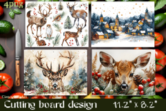 Vintage winter forest animal Cutting Board PNG Design Product Image 1