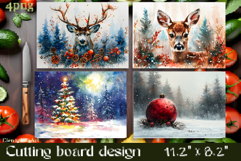 Vintage winter forest animal Cutting Board PNG Design Product Image 1