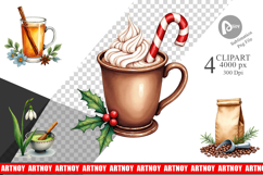 Winter Botanicals Brews Clipart Product Image 1