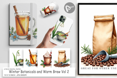Winter Botanicals Brews Digital Paper Product Image 1