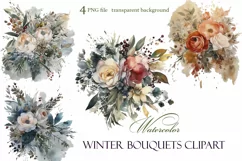 Watercolor Christmas Flowers Clipart Product Image 1