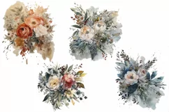 Watercolor Christmas Flowers Clipart Product Image 2