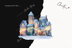 Watercolor Winter Village Clipart | Christmas PNG Product Image 2