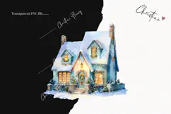 Watercolor Winter Village Clipart | Christmas PNG Product Image 2