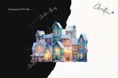 Watercolor Winter Village Clipart | Christmas PNG Product Image 2