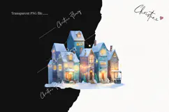 Watercolor Winter Village Clipart | Christmas PNG Product Image 2