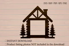 Winter Cabin Family Photo Frame Laser SVG, Cabin Laser Cut Product Image 2
