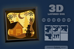 Christmas Winter House Layered Papercut Product Image 3