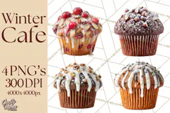 Winter Café PNG, Cozy Latte Clipart, Bakery Drink Graphics Product Image 1