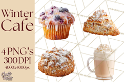 Winter Café PNG, Cozy Latte Clipart, Bakery Drink Graphics Product Image 1
