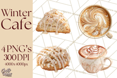 Winter Café PNG, Cozy Latte Clipart, Bakery Drink Graphics Product Image 1