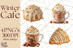Winter Café PNG, Cozy Latte Clipart, Bakery Drink Graphics Product Image 1