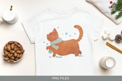 Happy Cat Walking in The Snowfall Watercolor Sublimation Product Image 1