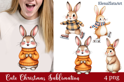 Christmas bunny animals winter Watercolor Clipart Product Image 1