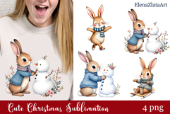Christmas bunny animals winter Watercolor Clipart Product Image 1