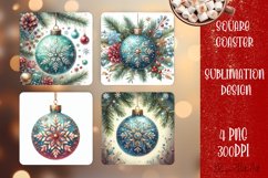 Christmas tree ball Vintage Watercolor. Square Coasters Product Image 1
