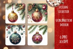 Christmas tree ball Vintage Watercolor. Square Coasters Product Image 1