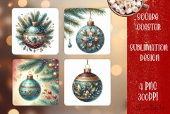 Christmas tree ball Vintage Watercolor. Square Coasters Product Image 1