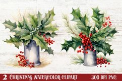 Winter Christmas Greenery Clipart, Christmas Greenery Clipar Product Image 1