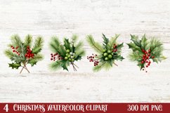 Winter Christmas Greenery Clipart, Christmas Greenery Clipar Product Image 1
