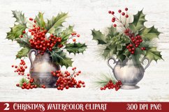 Winter Christmas Greenery Clipart, Christmas Greenery Clipar Product Image 1