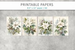 Christmas White Poinsettia Junk Journal, vintage paper Product Image 2