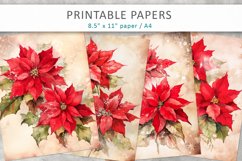 Christmas Poinsettia Flower, Junk Journal Product Image 1