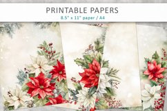 Christmas Poinsettia Vintage Paper, Junk Journal Product Image 1