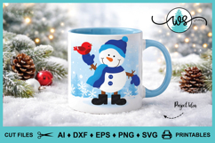 Winter &amp; Christmas Layered Snowman and Bird SVG Cut File Product Image 1