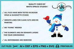 Winter &amp; Christmas Layered Snowman and Bird SVG Cut File Product Image 2