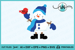 Winter &amp; Christmas Layered Snowman and Bird SVG Cut File Product Image 3