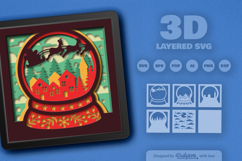 Winter City and Santa Claus in Snow Globe Layered Papercut Product Image 2