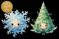 Whimsical Winter Christmas Clipart - 4 PNG Files Product Image 3