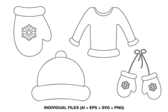 winter clothes svg set for cricut