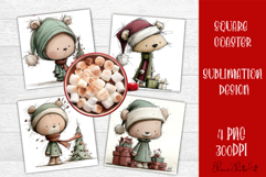 Whimsical winter Coaster Design | animal Square Coaster Product Image 1