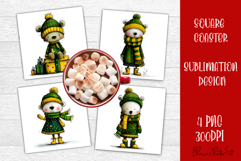 Whimsical winter Coaster Design | animal Square Coaster Product Image 1