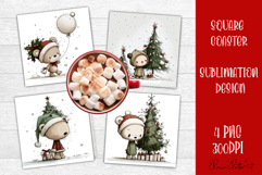 Whimsical winter Coaster Design | animal Square Coaster Product Image 1