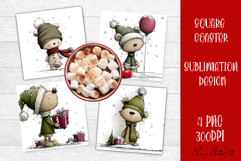 Whimsical winter Coaster Design | animal Square Coaster Product Image 1