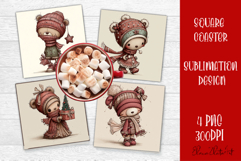 Whimsical winter Coaster Design | animal Square Coaster Product Image 1