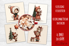 Whimsical winter Coaster Design | animal Square Coaster Product Image 1