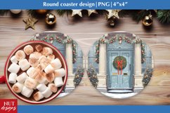 Round Christmas coaster PNG, Christmas door coaster design Product Image 1