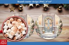 Christmas door coaster design Christmas house coaster PNG Product Image 1
