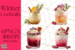 Winter Hot Drinks, Cozy Cocktail Clipart, Festive Beverage Product Image 1