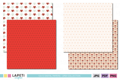 Warm winter digital papers with red and beige tones, perfect for cozy crafts and planners.