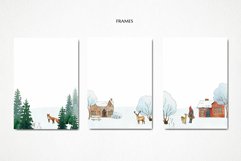 winter frame clipart, watercolor christmas house clip art Product Image 4