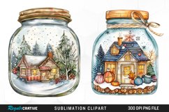 Winter Cottage In A Jar Sublimation Clipart Product Image 1