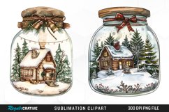 Winter Cottage In A Jar Sublimation Clipart Product Image 1