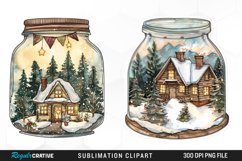 Winter Cottage In A Jar Sublimation Clipart Product Image 1