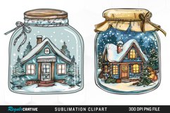 Winter Cottage In A Jar Fun Clipart Product Image 1