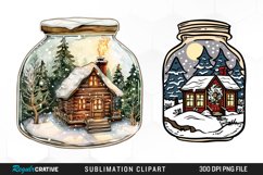 Winter Cottage In A Jar Sublimation Clipart Product Image 1